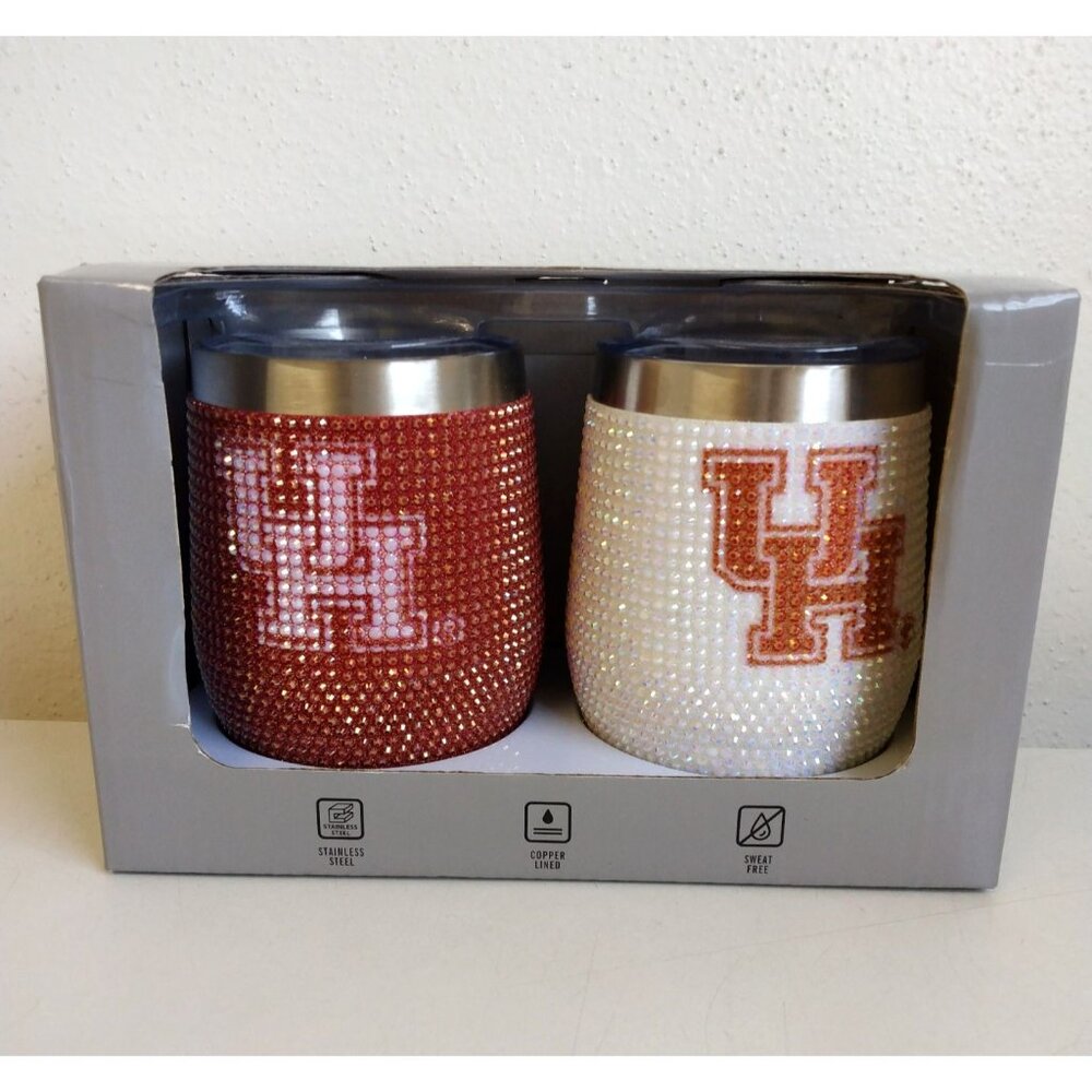 University of Houston 2-Pack Bling SS Stemless Tumblers 12oz